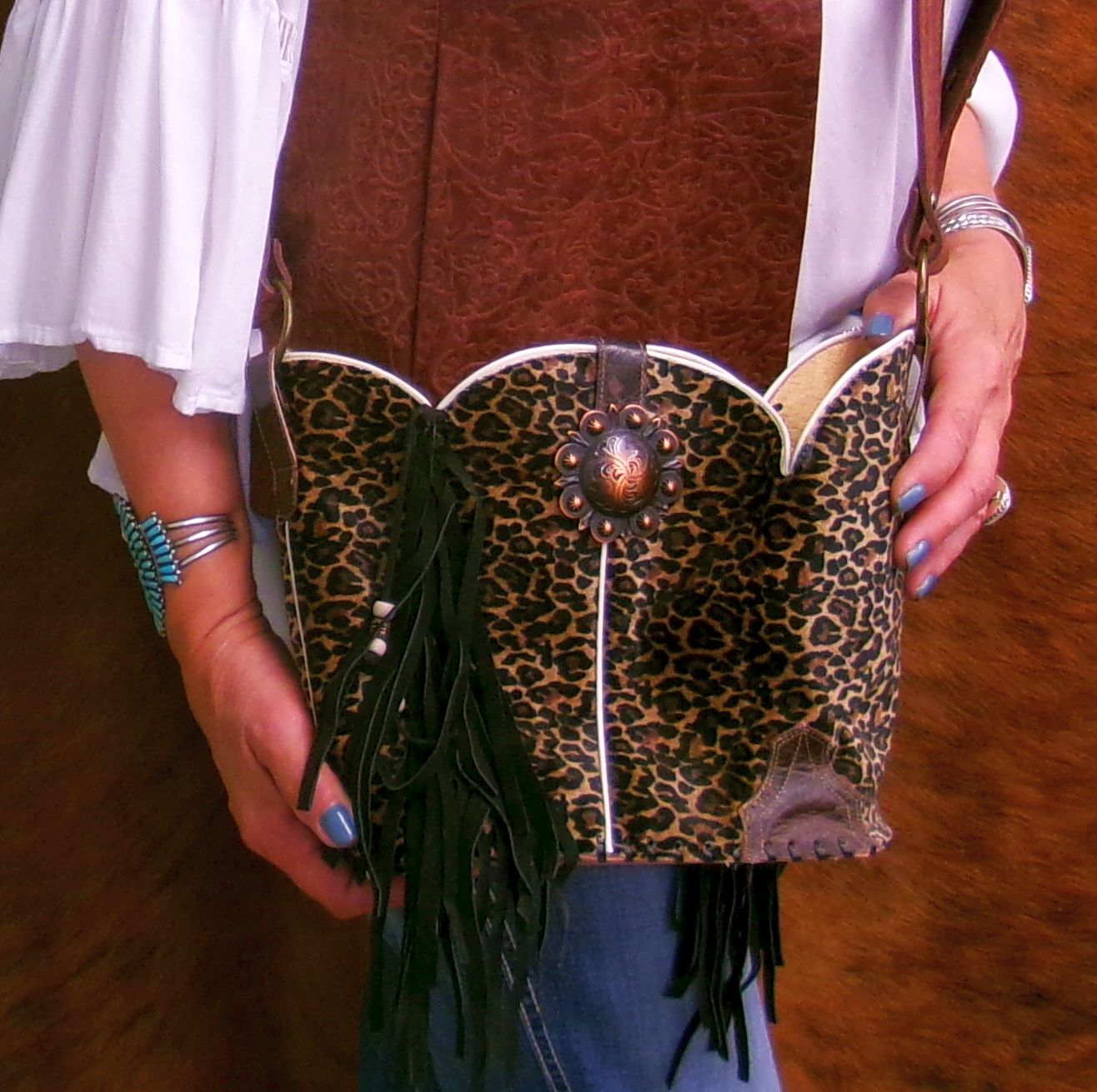 Bucket Bag Cowboy Boot Fringe Purse BK146